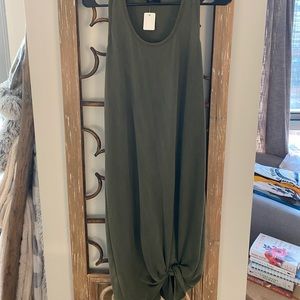 Green tie midi dress